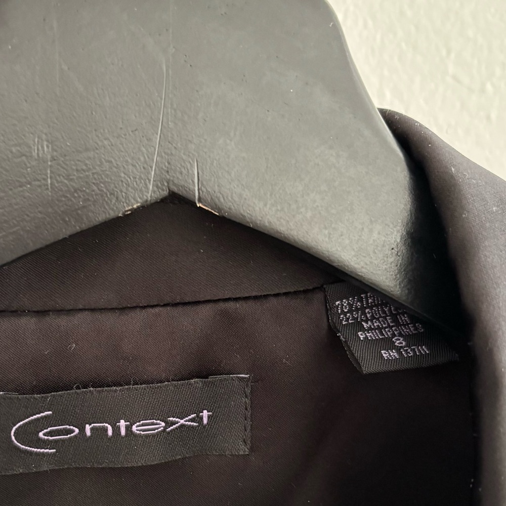 Black Satin Button Front Blazer Jacket Size 8 - Picture 14 of 14